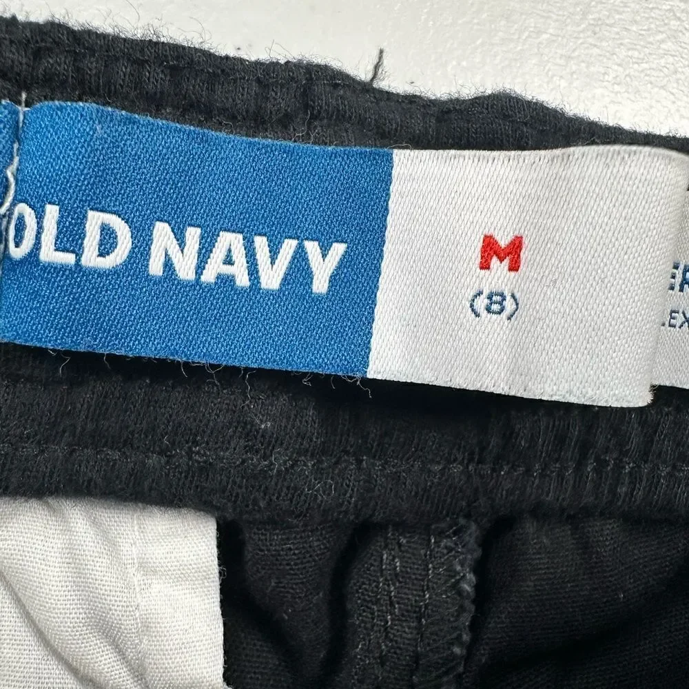 NWT Old Navy Boys Kids Black Twill Cargo Joggers Pants Drawstring Waist - Size M